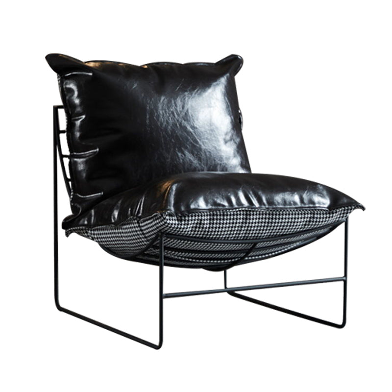 Contemporary Faux Leather Armless Pillow Back with Black Legs Lounge Chair