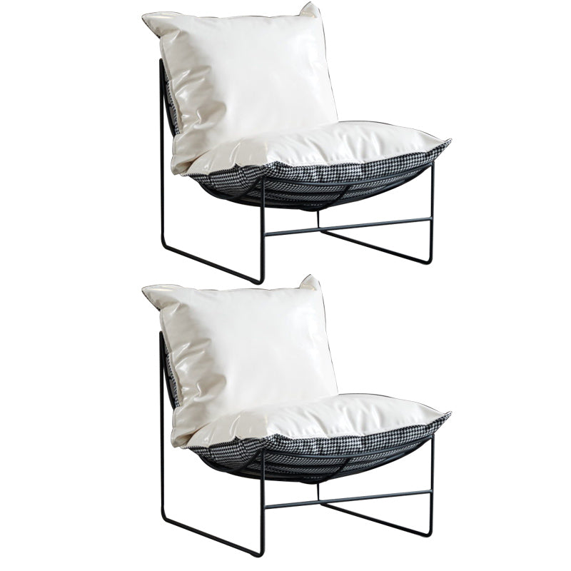 Contemporary Faux Leather Armless Pillow Back with Black Legs Lounge Chair
