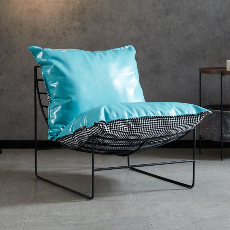 Contemporary Faux Leather Armless Pillow Back with Black Legs Lounge Chair
