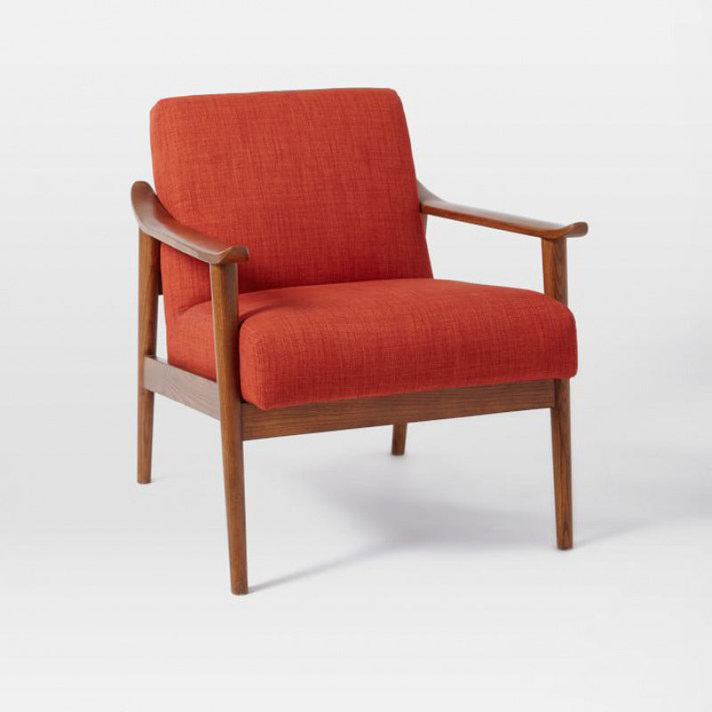 Nordic Arms Included Basic Four Leg Square Cushion Back Arms Armchair