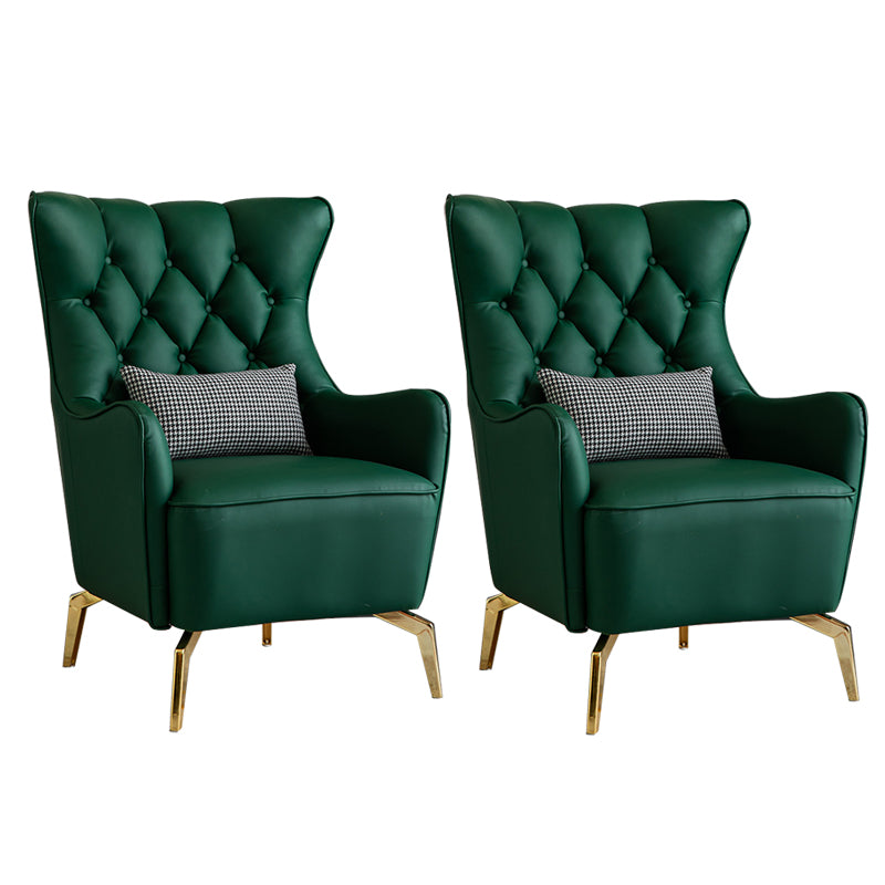 Glam Faux Leather Arms Included with Pillow Fixed Back Lounge Chair