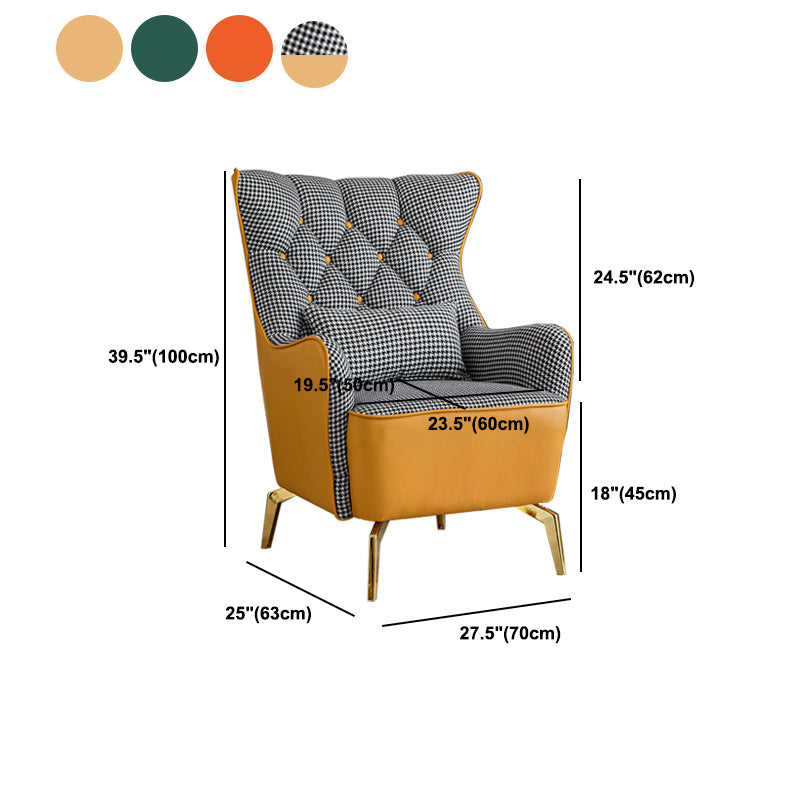 Glam Faux Leather Arms Included with Pillow Fixed Back Lounge Chair