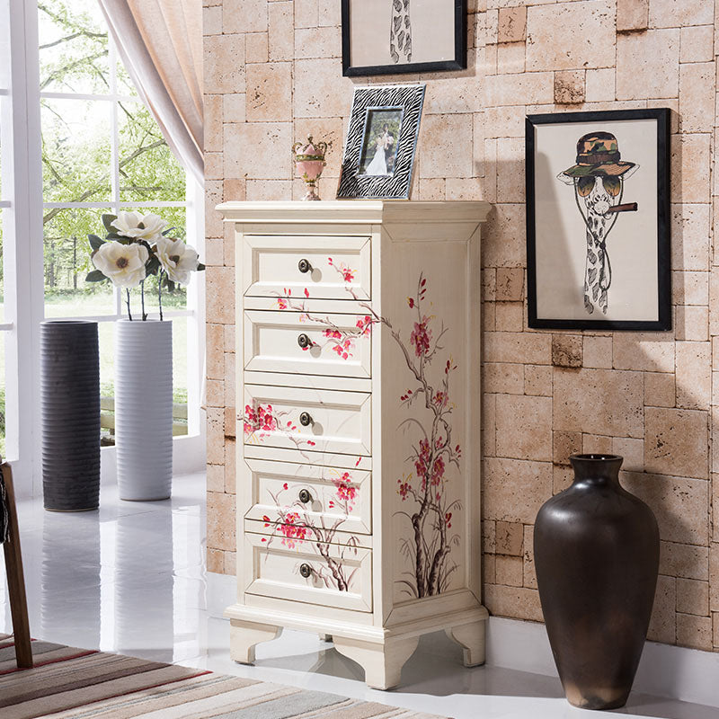 Traditional Vertical Home Chest Wooden Storage Chest with Drawers