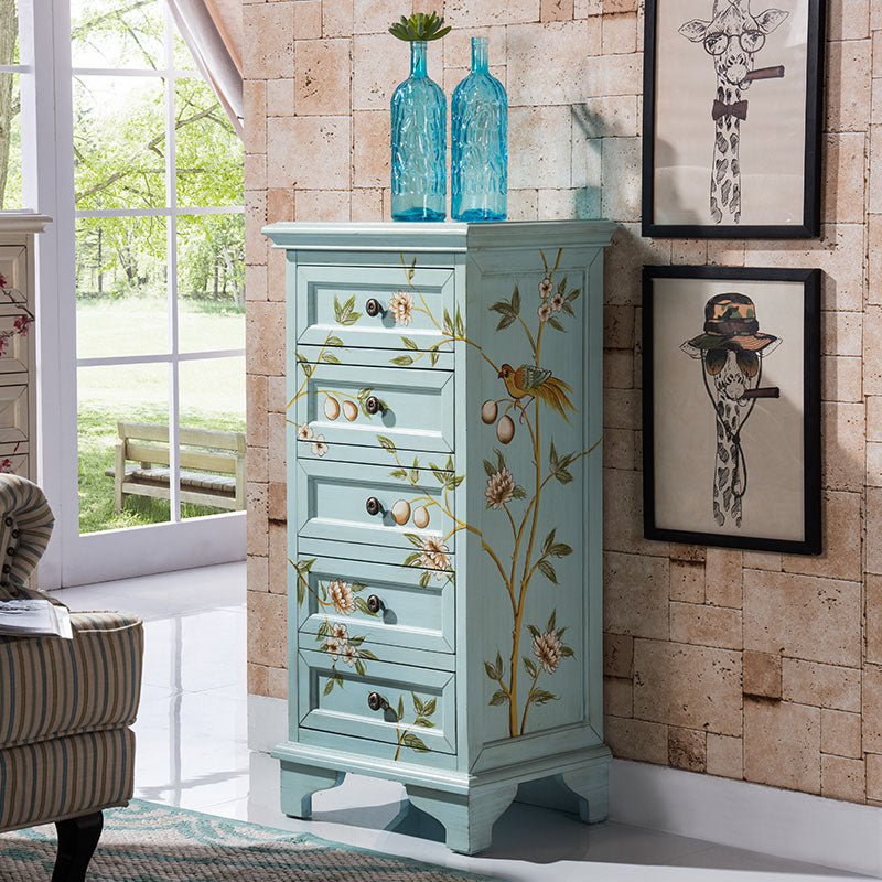 Traditional Vertical Home Chest Wooden Storage Chest with Drawers