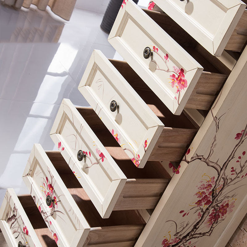 Traditional Vertical Home Chest Wooden Storage Chest with Drawers