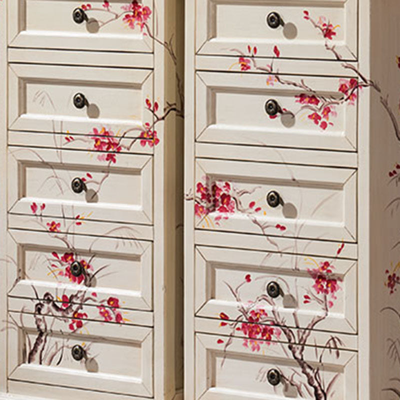 Traditional Vertical Home Chest Wooden Storage Chest with Drawers