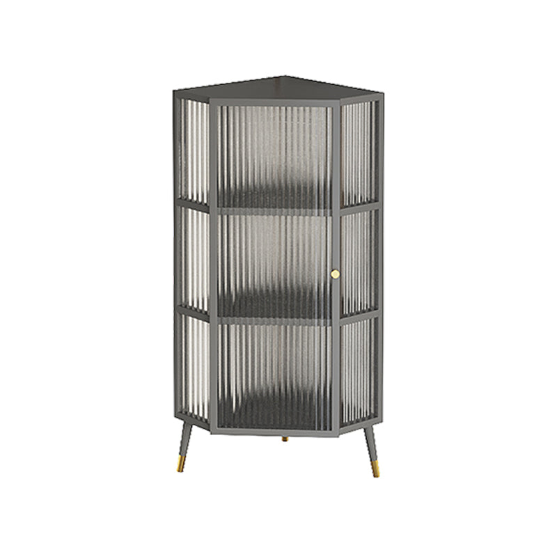 Metal Industrial Curio Cabinet Glass Doors Display Cabinet for Living Room, 16"L X 16"W