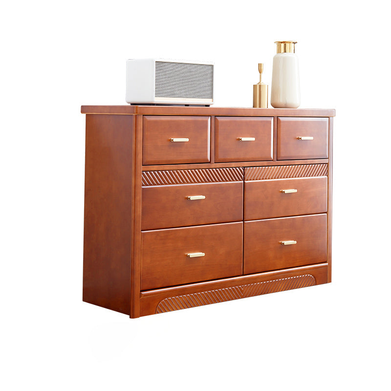 Traditional Rubber Wood Chest Bedroom Horizontal Storage Chest with Drawers