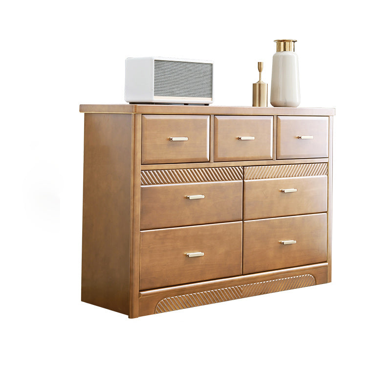 Traditional Rubber Wood Chest Bedroom Horizontal Storage Chest with Drawers