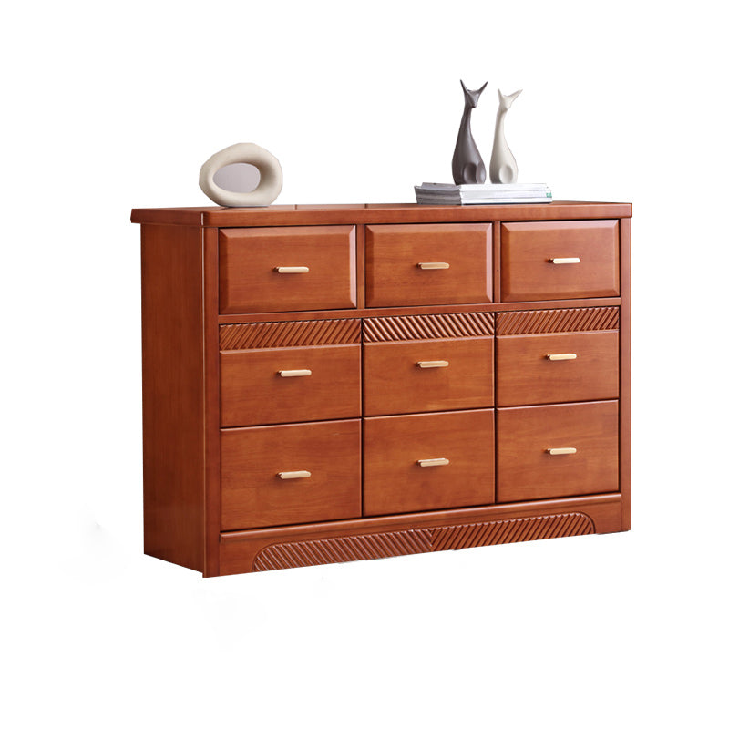 Traditional Rubber Wood Chest Bedroom Horizontal Storage Chest with Drawers