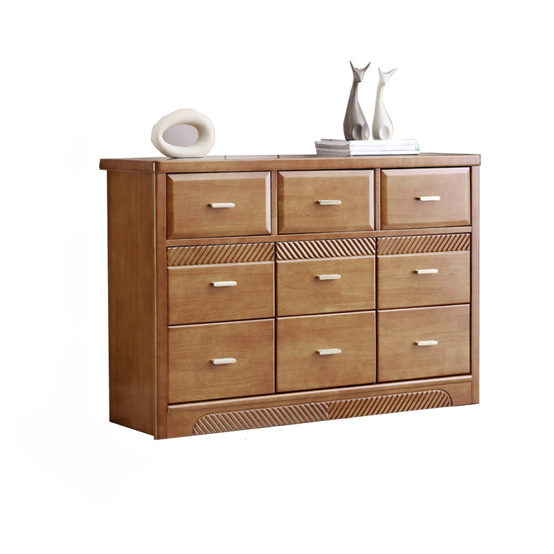 Traditional Rubber Wood Chest Bedroom Horizontal Storage Chest with Drawers