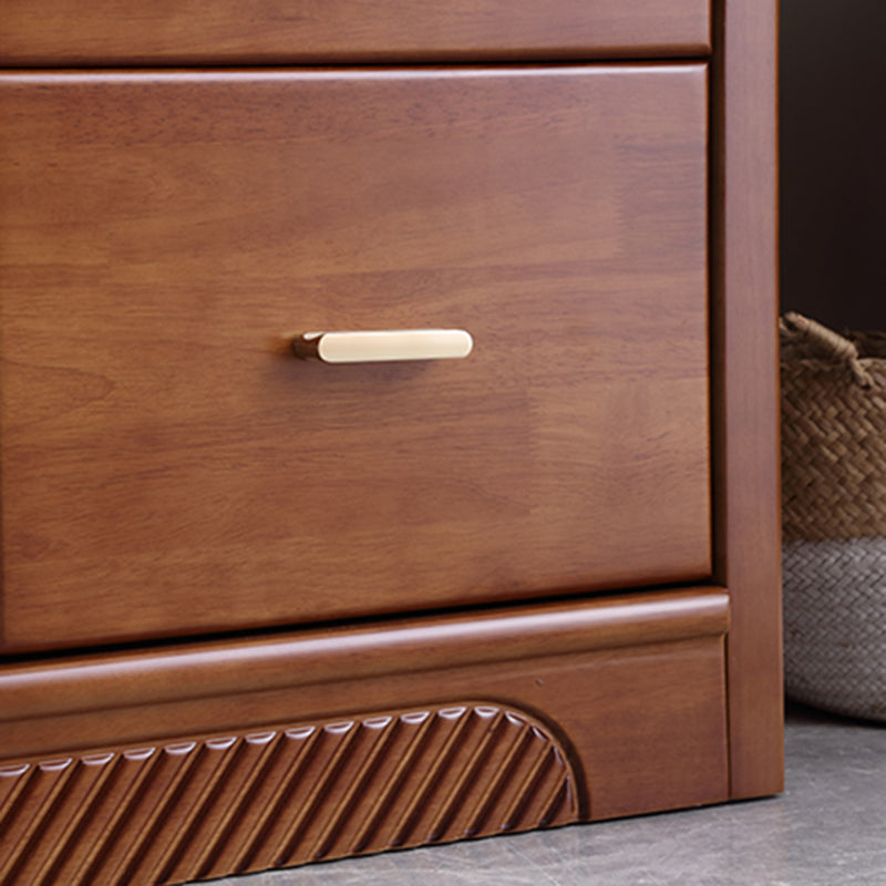 Traditional Rubber Wood Chest Bedroom Horizontal Storage Chest with Drawers