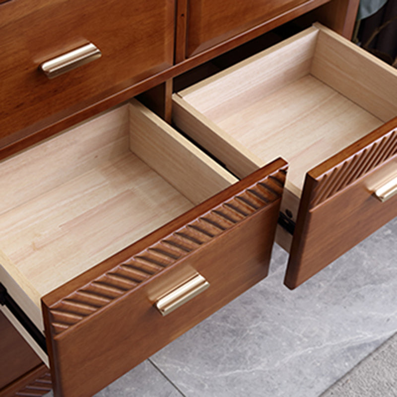 Traditional Rubber Wood Chest Bedroom Horizontal Storage Chest with Drawers