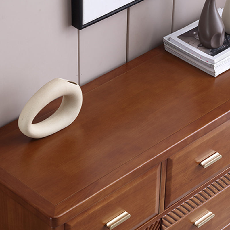 Traditional Rubber Wood Chest Bedroom Horizontal Storage Chest with Drawers