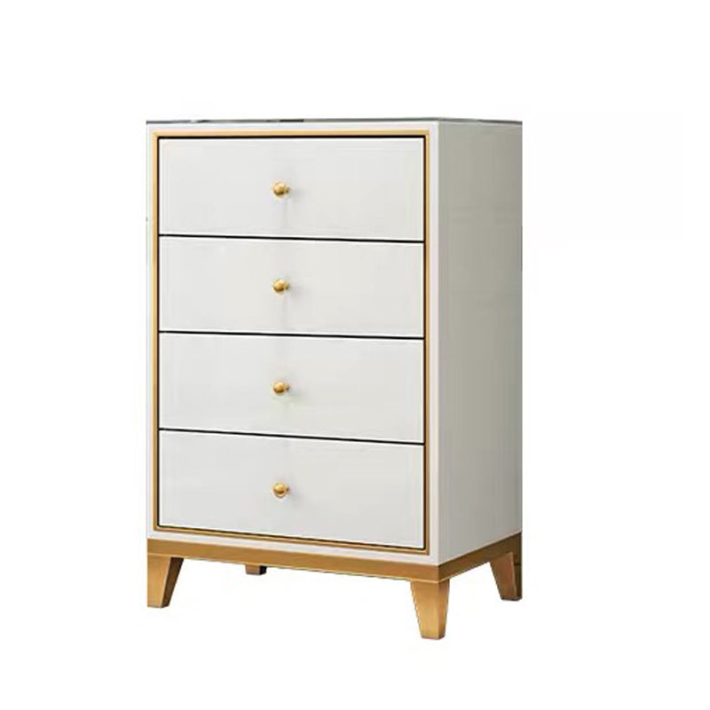 Glam Wooden Bedroom Storage Chest Vertical Chest with Drawers
