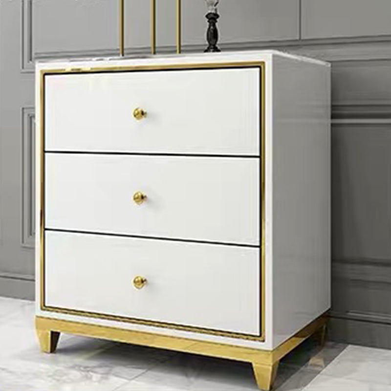 Glam Wooden Bedroom Storage Chest Vertical Chest with Drawers