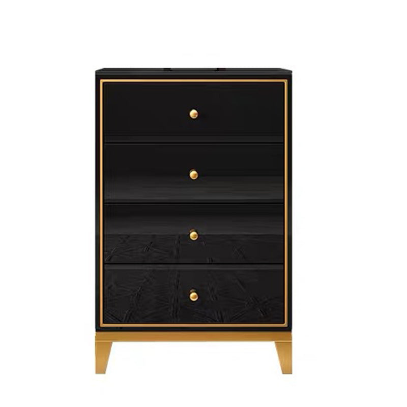 Glam Wooden Bedroom Storage Chest Vertical Chest with Drawers
