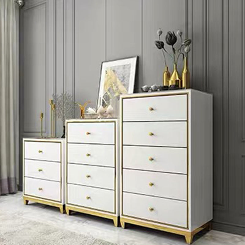 Glam Wooden Bedroom Storage Chest Vertical Chest with Drawers