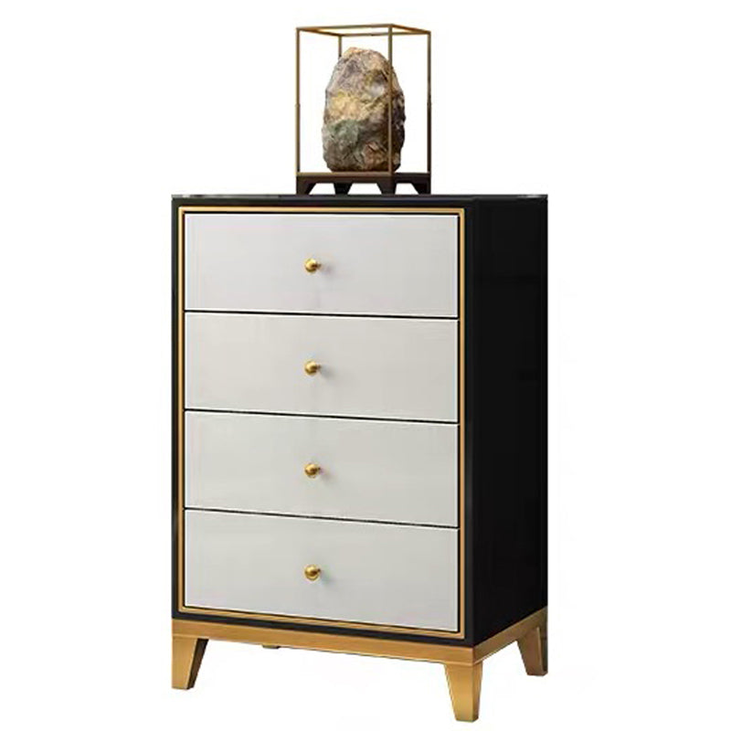 Glam Wooden Bedroom Storage Chest Vertical Chest with Drawers