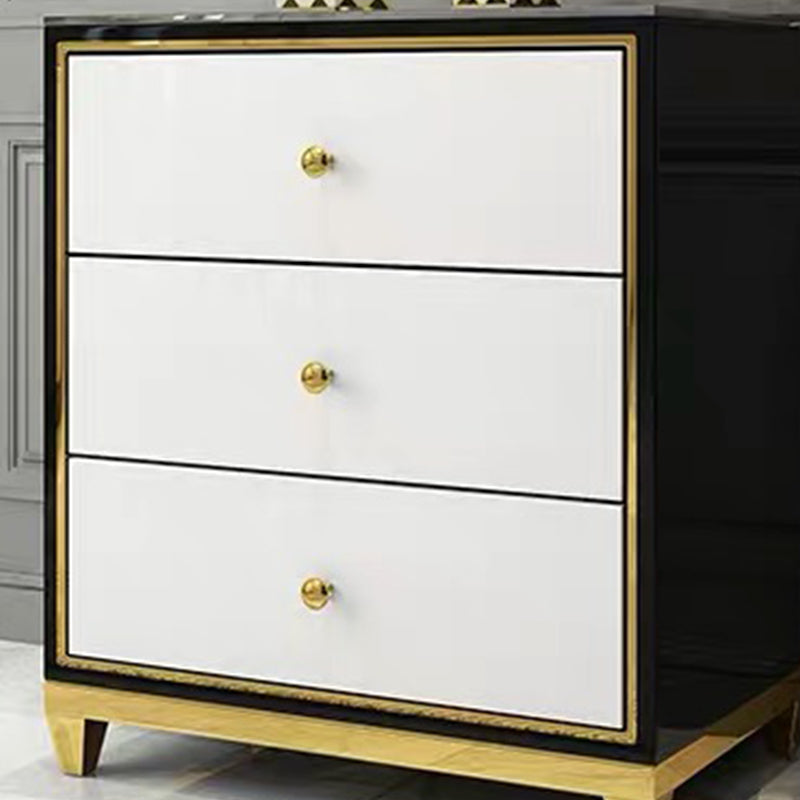Glam Wooden Bedroom Storage Chest Vertical Chest with Drawers