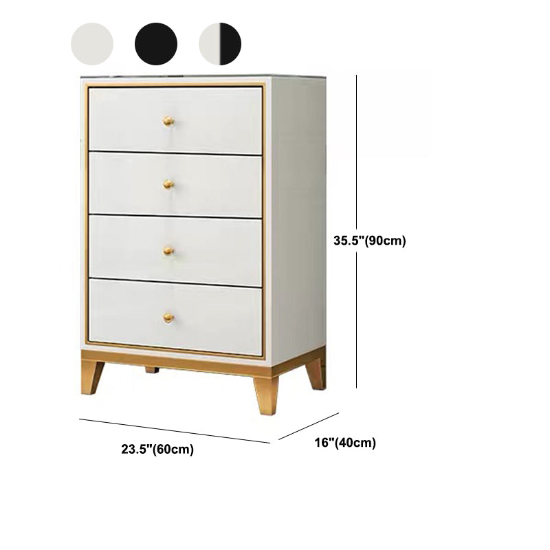 Glam Wooden Bedroom Storage Chest Vertical Chest with Drawers