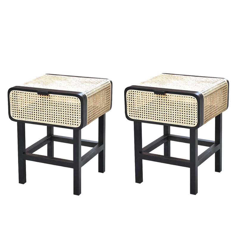 1 Door Rattan Nightstand Modern Bedside Cabinet With Legs ,23.6" Tall