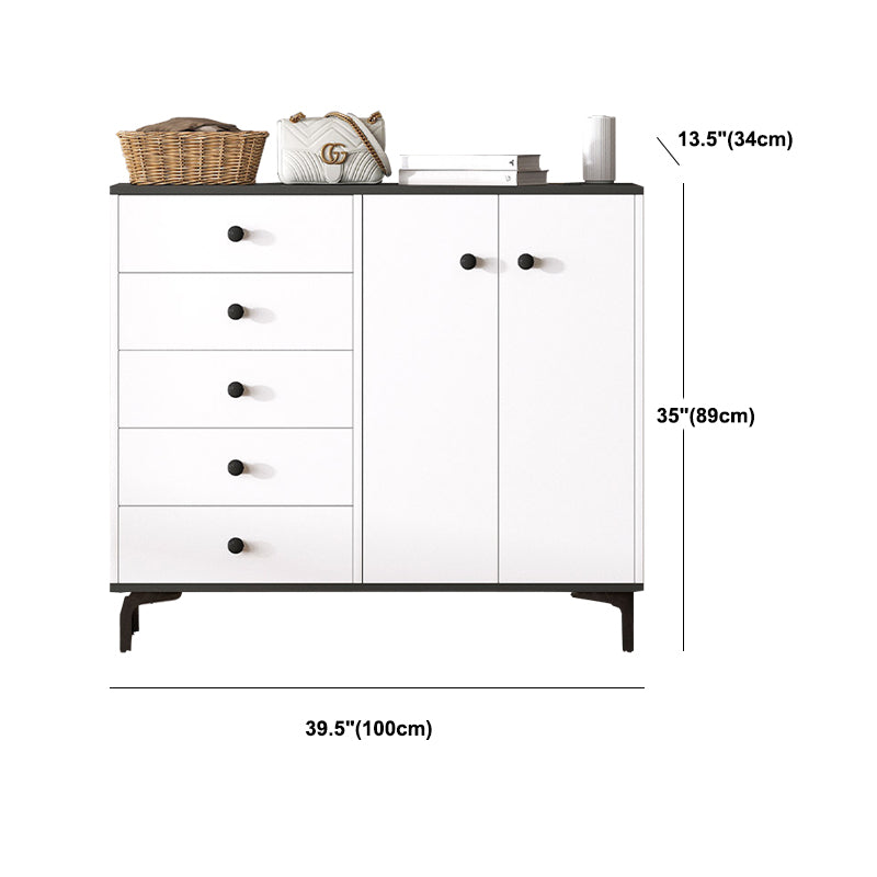 Modern White Storage Chest Dresser Wood Combo Dresser with Drawers and Doors