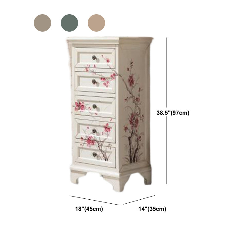Traditional Vertical Bedroom Chest Solid Pine Storage Chest with Drawers
