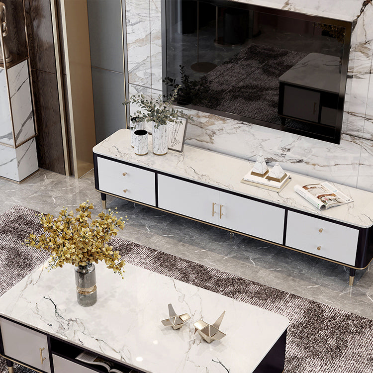 Glam TV Stand Enclosed Storage TV Stand Console with Cabinet