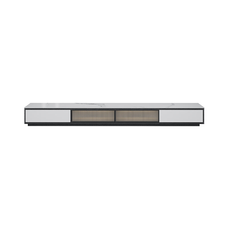 Stone Modern TV Stand Black Enclosed Storage TV Console with Drawers