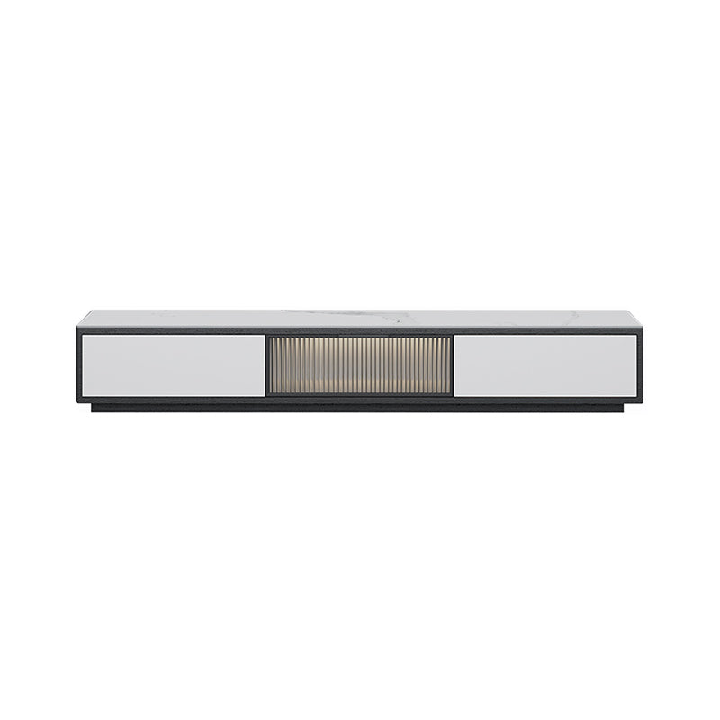 Stone Modern TV Stand Black Enclosed Storage TV Console with Drawers