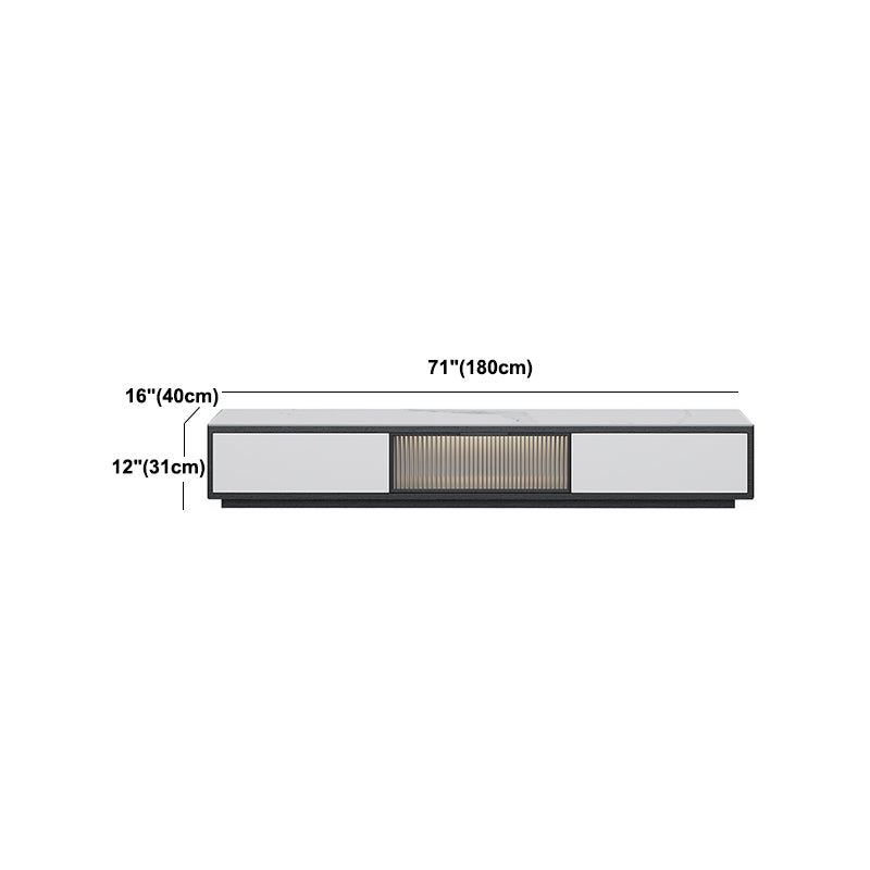 Stone Modern TV Stand Black Enclosed Storage TV Console with Drawers