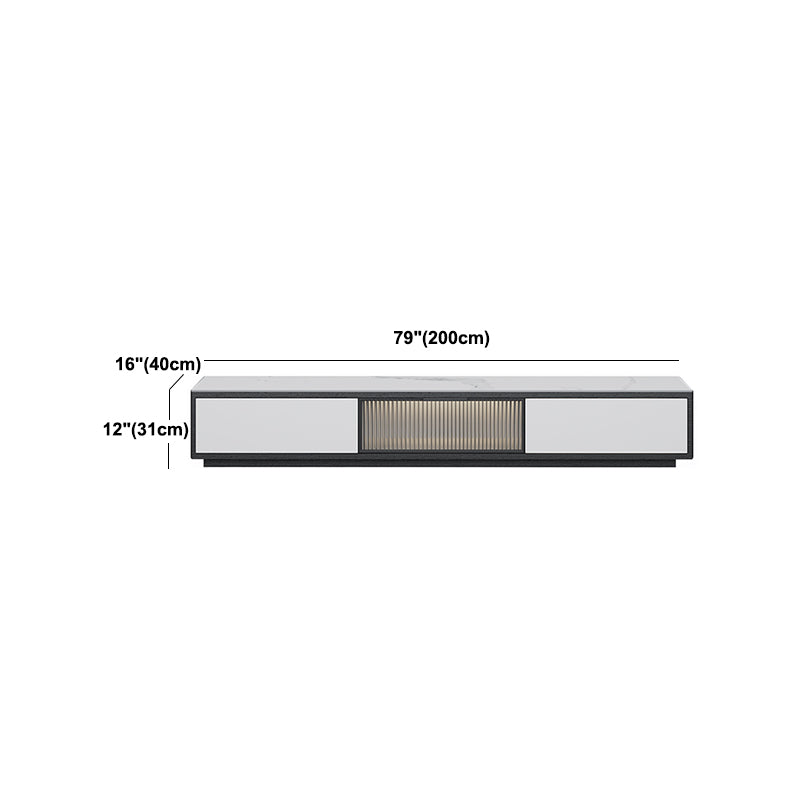 Stone Modern TV Stand Black Enclosed Storage TV Console with Drawers