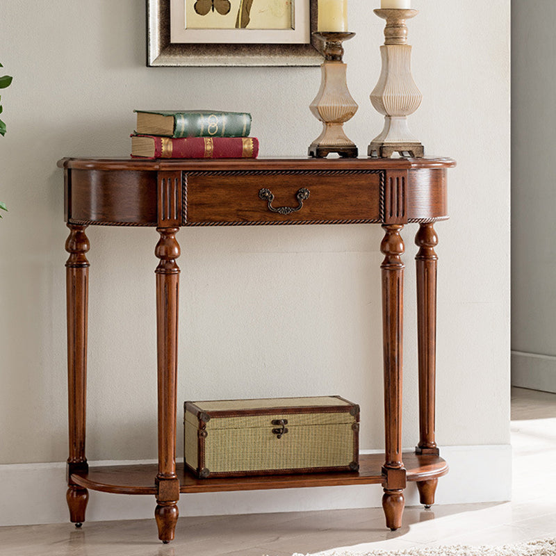 Mid-Century Modern Console Table 11.8" W Solid Wood Storage Console