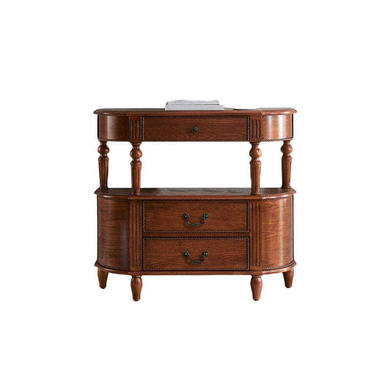 Mid-Century Modern Console Table 11.8" W Solid Wood Storage Console