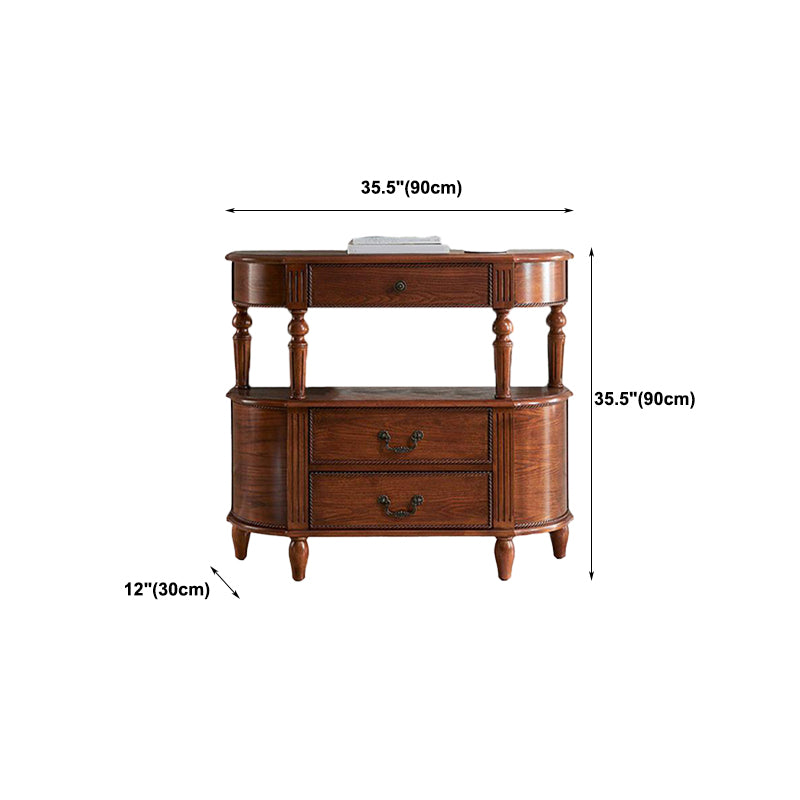 Mid-Century Modern Console Table 11.8" W Solid Wood Storage Console