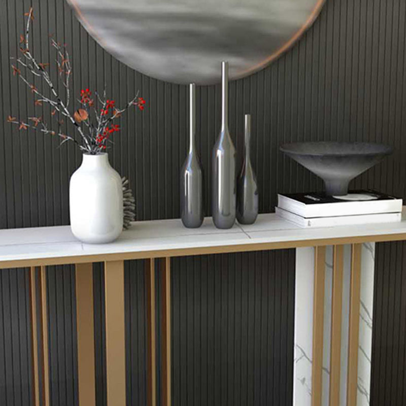 11" Wide Stone Glam Accent Table Rectangle Console Accent Table