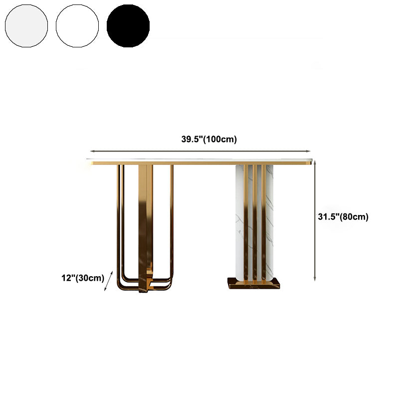 11" Wide Stone Glam Accent Table Rectangle Console Accent Table