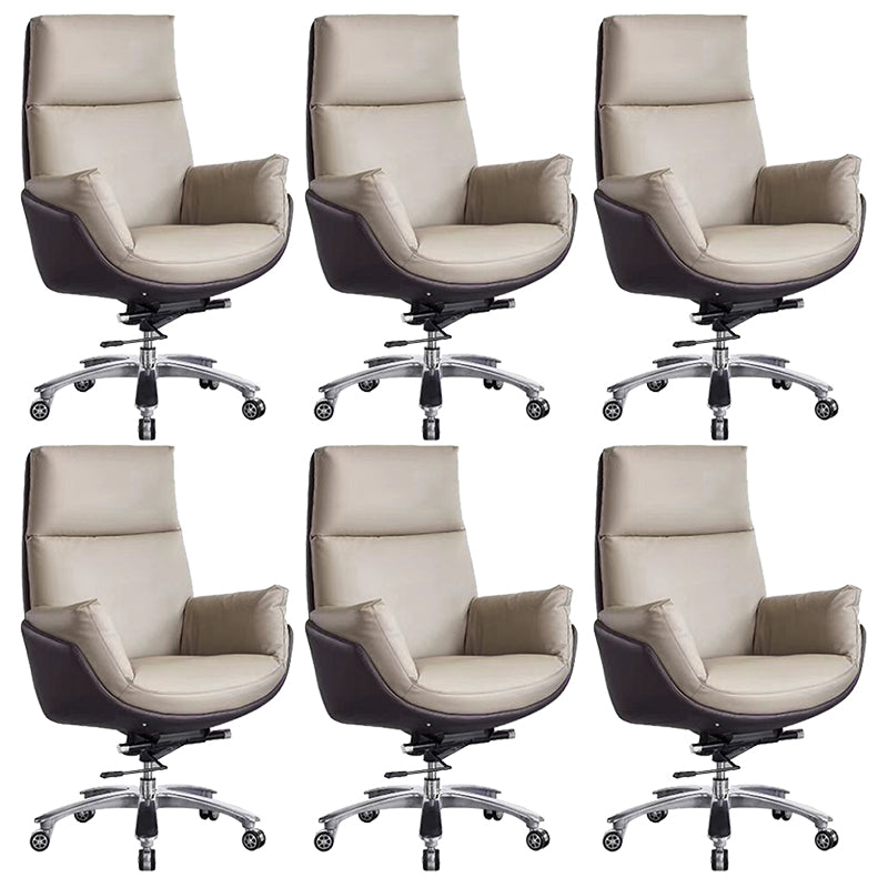 Contemporary Office Chair Wheels Leather High Back Executive Chair