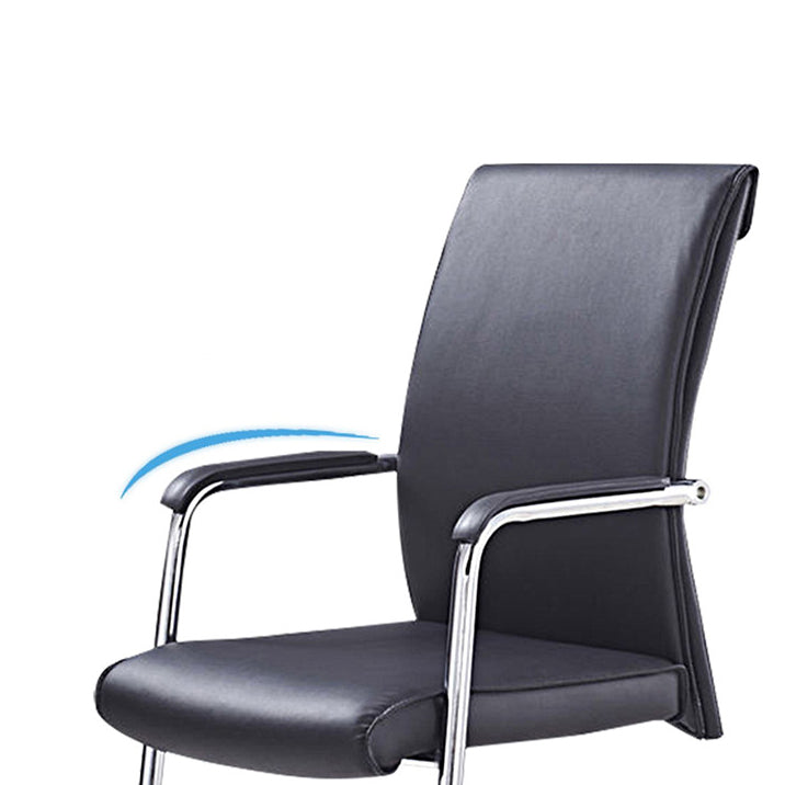 Contemporary Arm Chair Fixed Arms No Wheels Leather Black Office Chair
