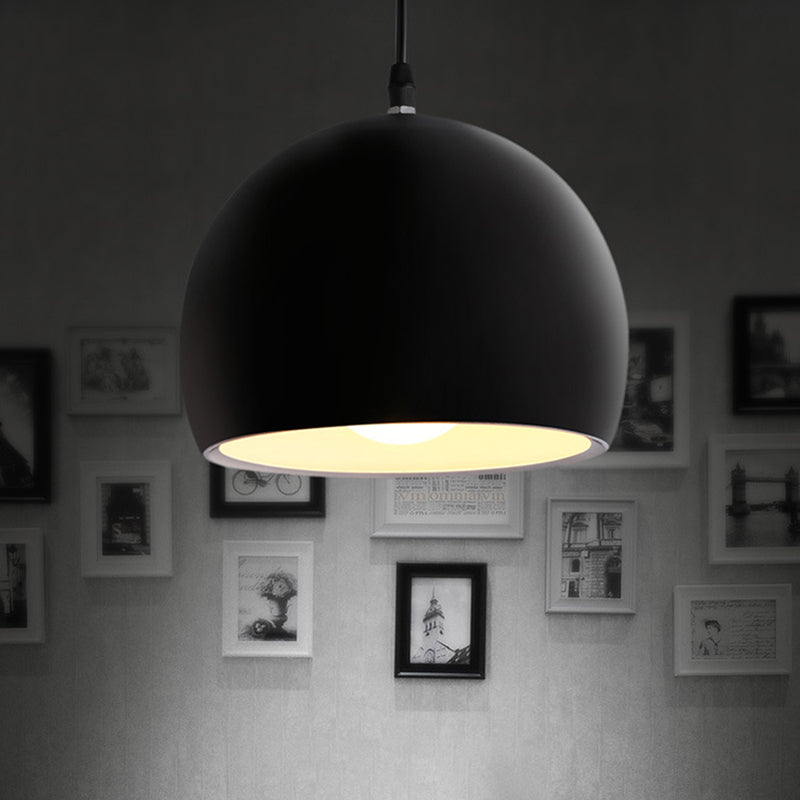 Black Globe Shade Hanging Light Industrial Style Metallic 1 Kopfküchen Anhängerlampe, 8 "/10"/14 "Breite