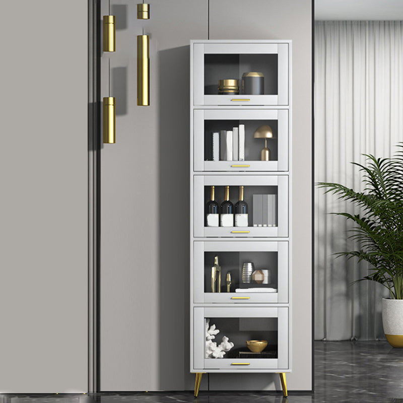 Glam Champagne/White Closed Back Standard Wood Shelf Bookcase for Living Room