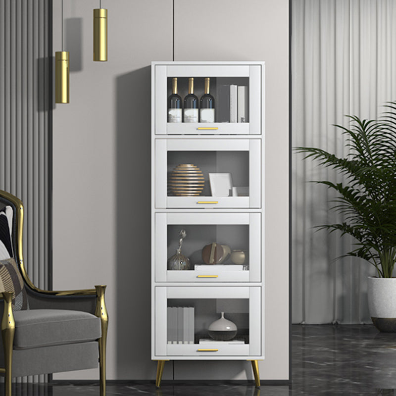 Glam Champagne/White Closed Back Standard Wood Shelf Bookcase for Living Room
