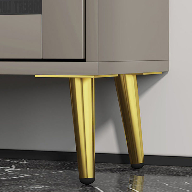 Glam Champagne/White Closed Back Standard Wood Shelf Bookcase for Living Room