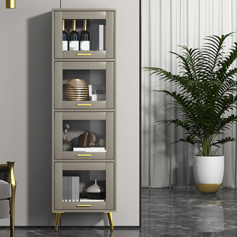 Glam Champagne/White Closed Back Standard Wood Shelf Bookcase for Living Room