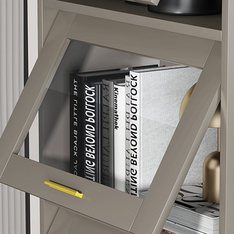 Glam Champagne/White Closed Back Standard Wood Shelf Bookcase for Living Room