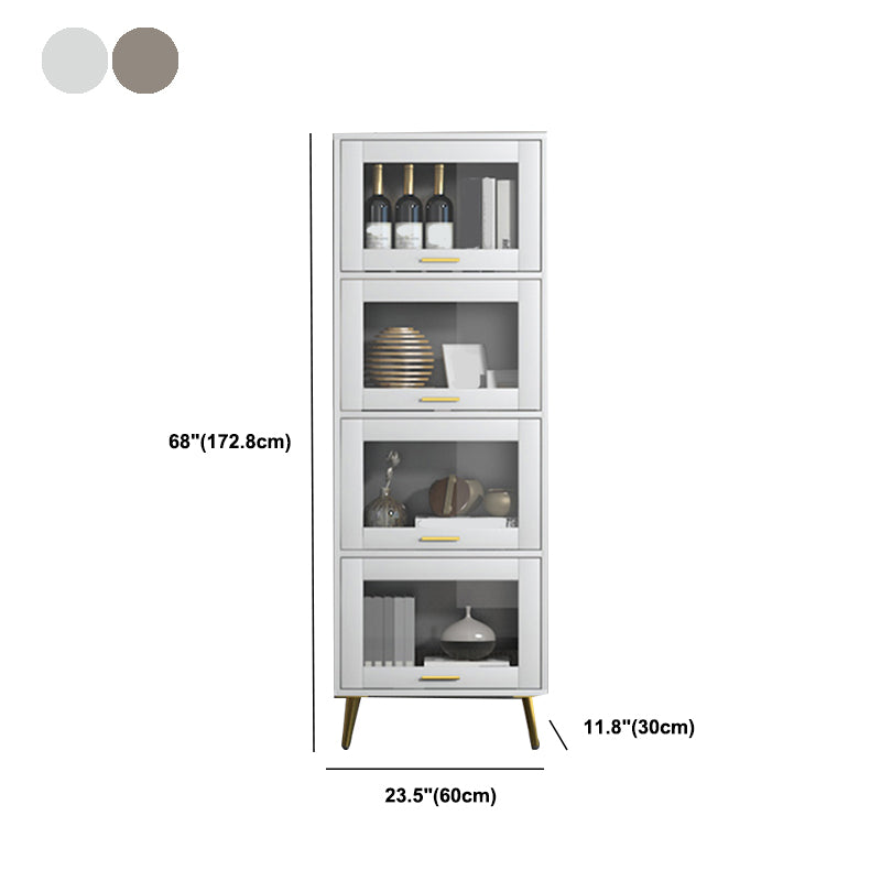 Glam Champagne/White Closed Back Standard Wood Shelf Bookcase for Living Room