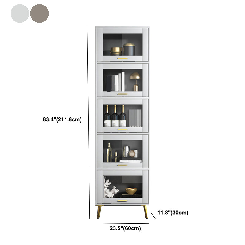 Glam Champagne/White Closed Back Standard Wood Shelf Bookcase for Living Room