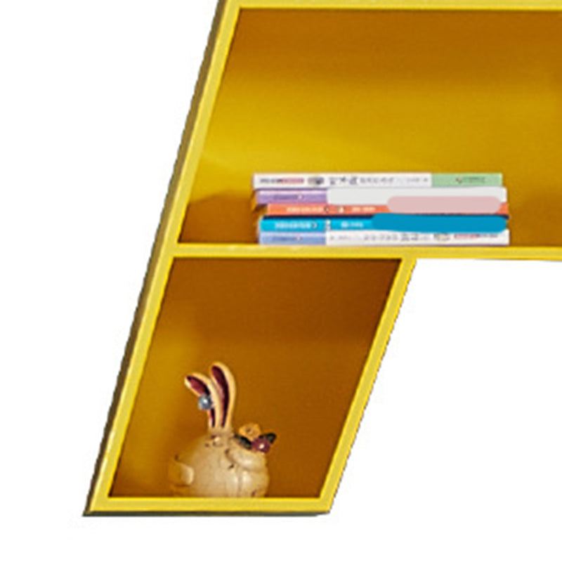 Contemporary Closed Back Bookshelf Metal English Alphabet Shelf