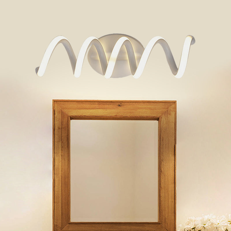 Spiral Bathroom LED Vanity Light Acrylic 1 Light Modernism Wall Mounted Mirror Light in Warm/White/Natural Light, 13"/18.5"/22.5" Wide